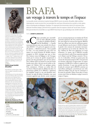 article "BRAFA un voyage à travers le temps et l'espace" de Liesbeth Langouche, pp. 18 à 25