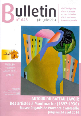 "L'oiseau" de Léopold SURVAGE, 1915, collection Galerie des Modernes, reproduit en couverture de la revue Bulletin du SNCAO.